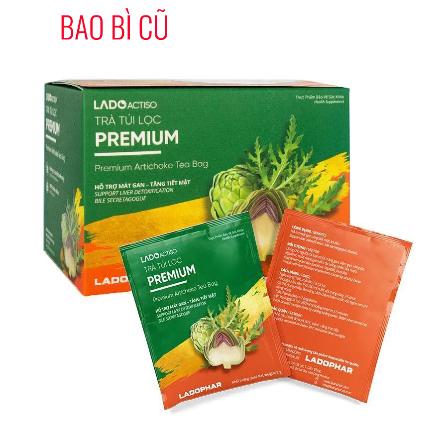 Trà Atiso Ladophar thảo mộc Hộp 100 túi lọc Hỗ trợ mát gan, tăng tiết mật, lợi tiểu tặng 1 túi trà