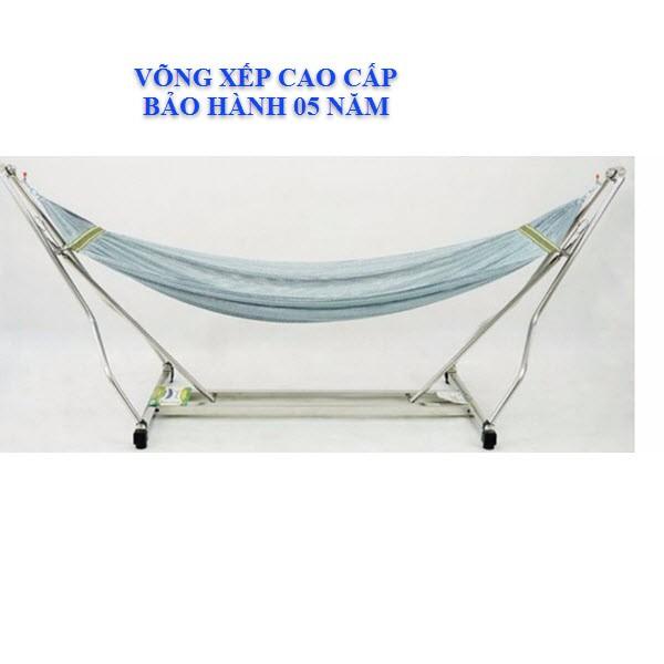 Võng xếp inox vuông lưới võng lớn cán thép, bộ võng xếp inox bao gồm lưới võng