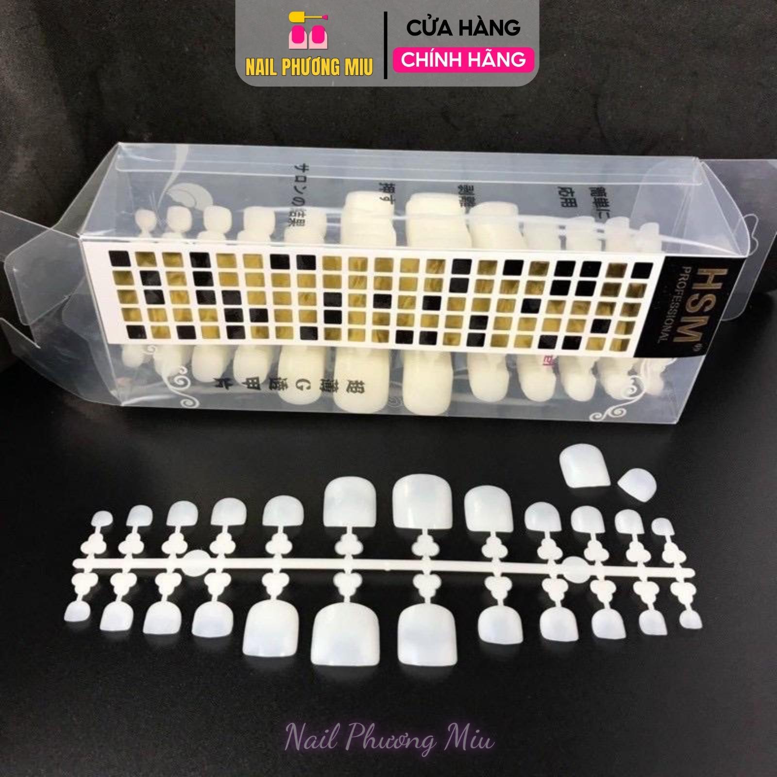 Vỉ Móng Úp Chân HSM 504 Móng, Nhựa Dẻo Siêu Bám Keo, Phom Vuông Chuẩn, Bền, Phụ Kiện Hoàn Hảo Cho Làm Nail Phương Miu