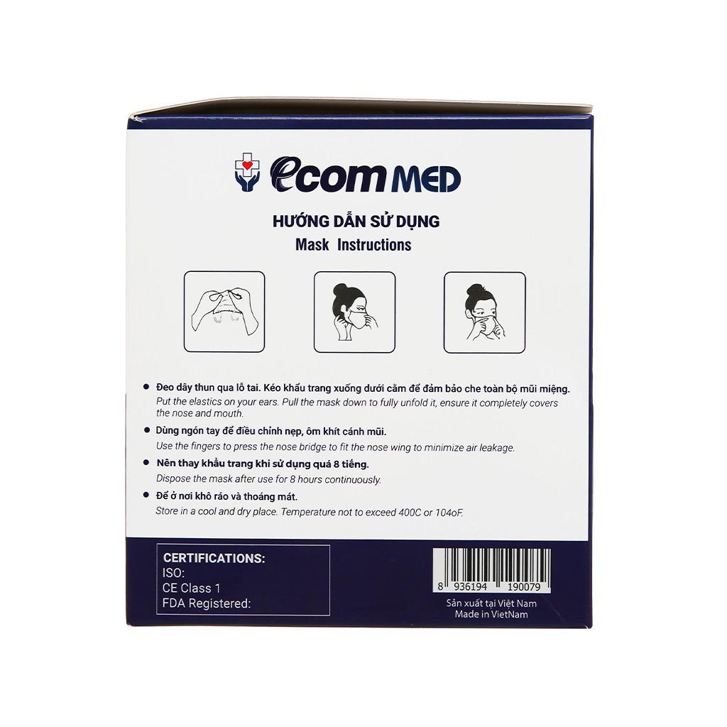 Combo 5 Hộp Khẩu Trang Y Tế EcomMed 4 Lớp Kháng Khuẩn 99%