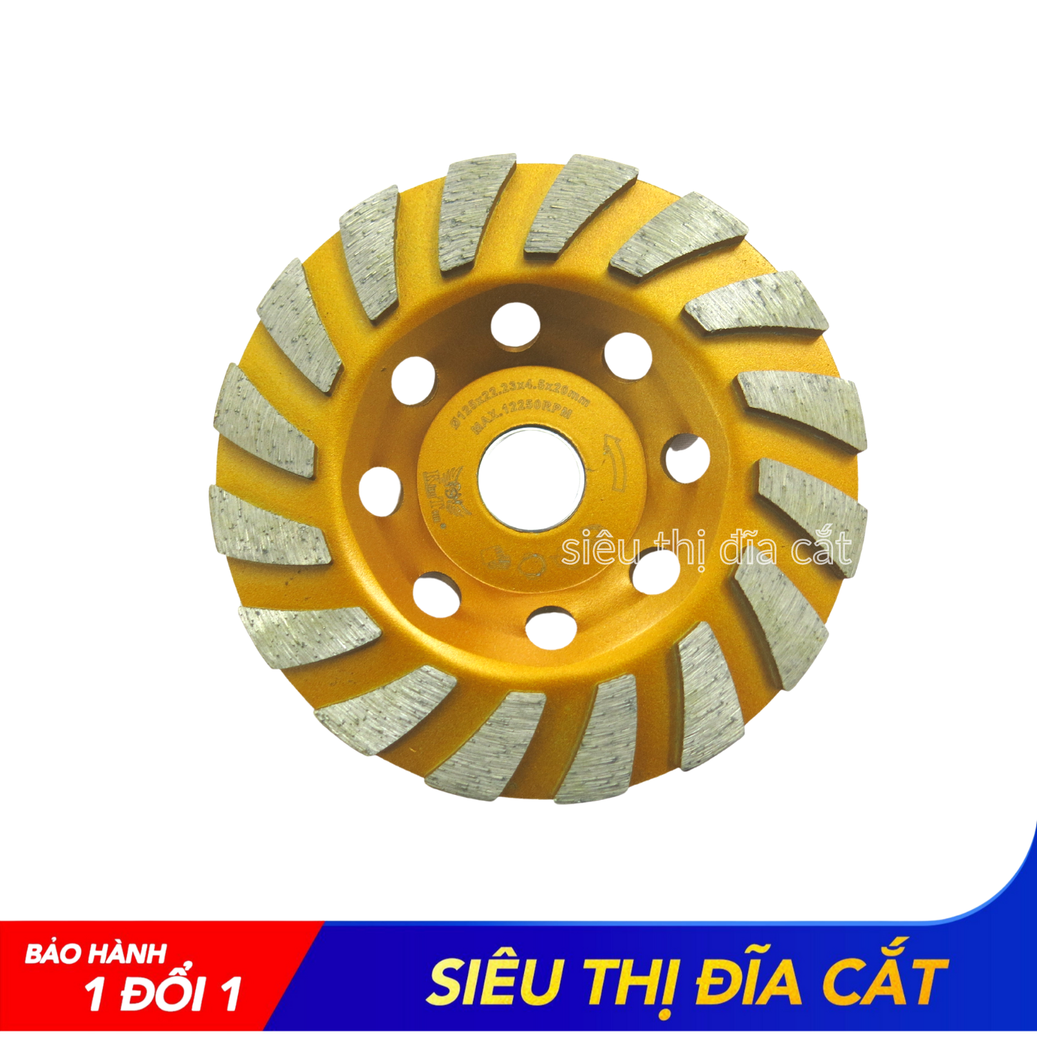 Chén Mài 125mm KingTom Khô Vàng - Mài Bê Tông, Đá Cứng