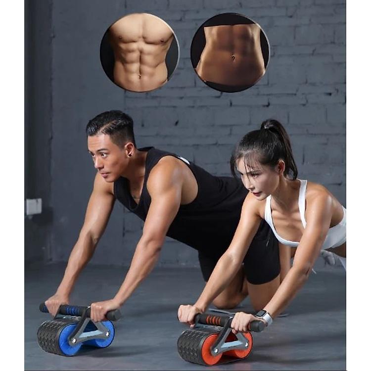Con lăn tập cơ bụng 2 bánh công nghệ mới có phanh lò xo trợ lực+ tặng thảm lót đầu gối