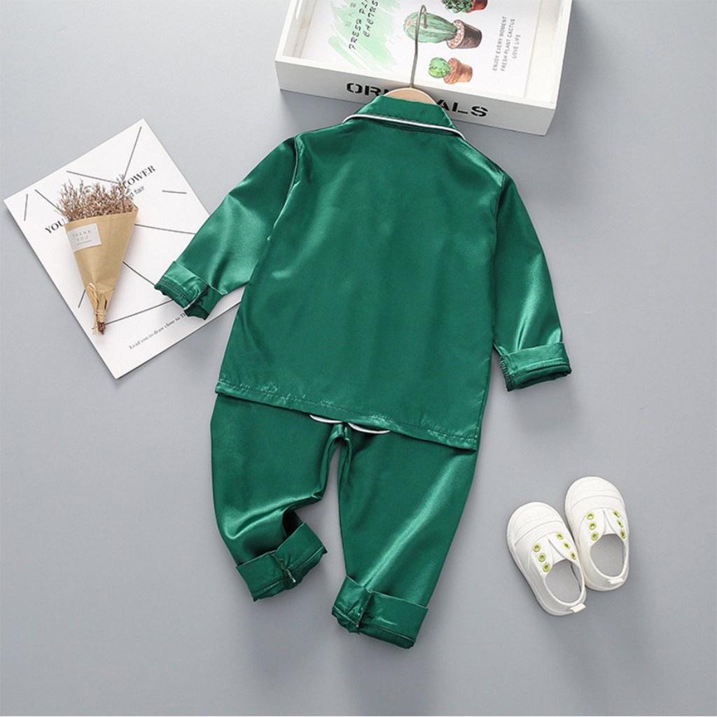 Bộ Pijama lụa dài tay cho bé ROSY KIDS , Bộ Đồ Ngủ Cho bé Chất lụa mặc đi ngủ hay đi chơi đều xinh từ 6-28kg