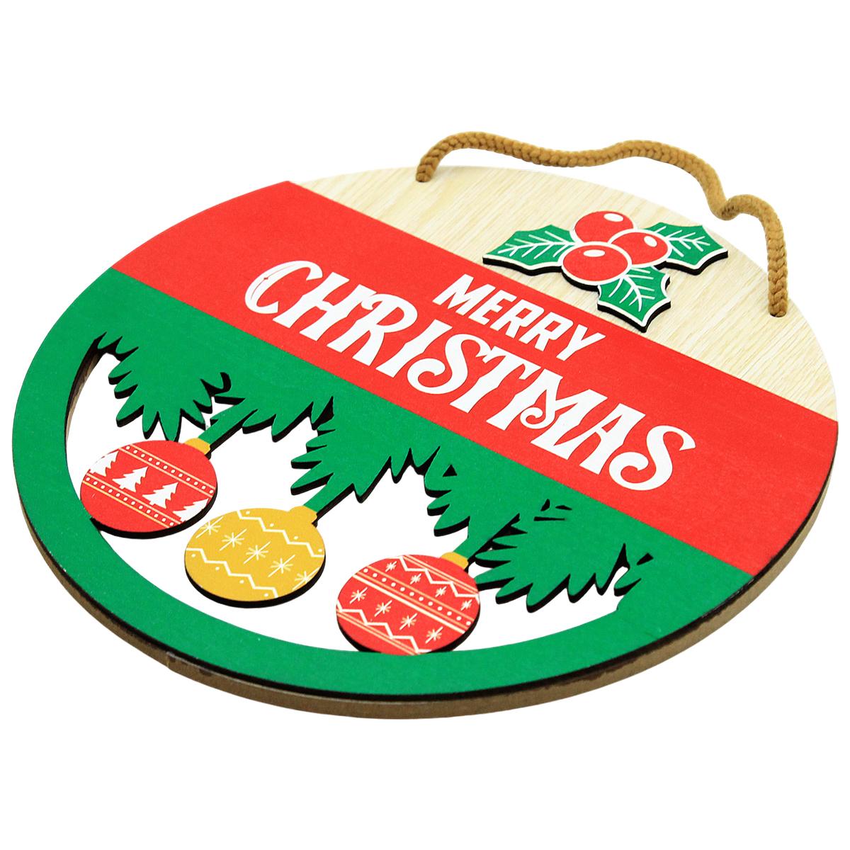 Bảng Gỗ Tròn Treo Tường Trang Trí Giáng Sinh - Bách Mộc - Ba Quả Châu