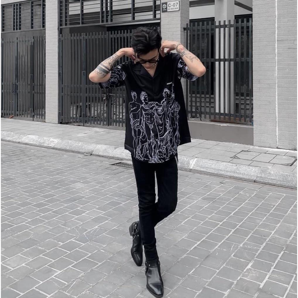 Sơ mi from rộng tay lỡ unisex nam nữ , áo sơ mi nam nữ vải voan lụa mịn mát free size 40kg - 70kg