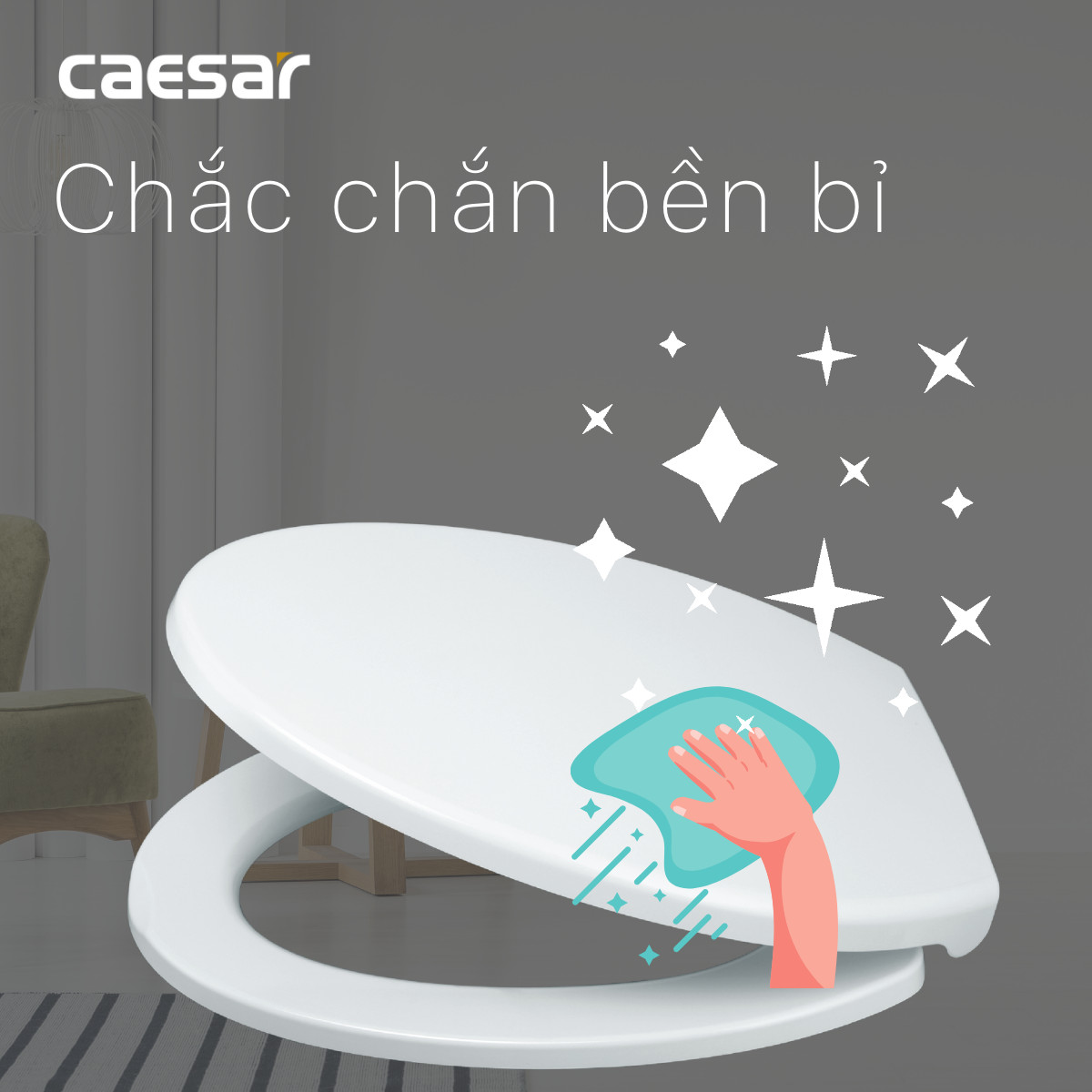 Nắp Bàn Cầu CAESAR Nhựa Cao Cấp  MU234 - Nắp rơi êm