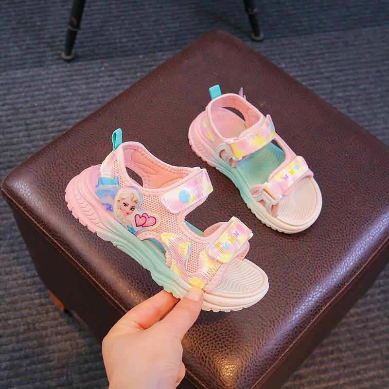 Sandal cho bé gái - giày đi học đi chơi bé gái in hình công chúa Elsa dễ thương màu Hồng size 26-37