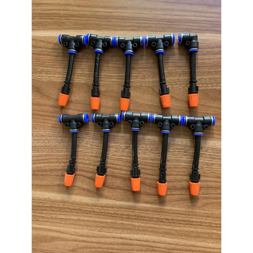 10 BỘ BÉC PHUN SƯƠNG 1 HƯỚNG MÀU CAM KÈM NỐI NHANH T 8MM
