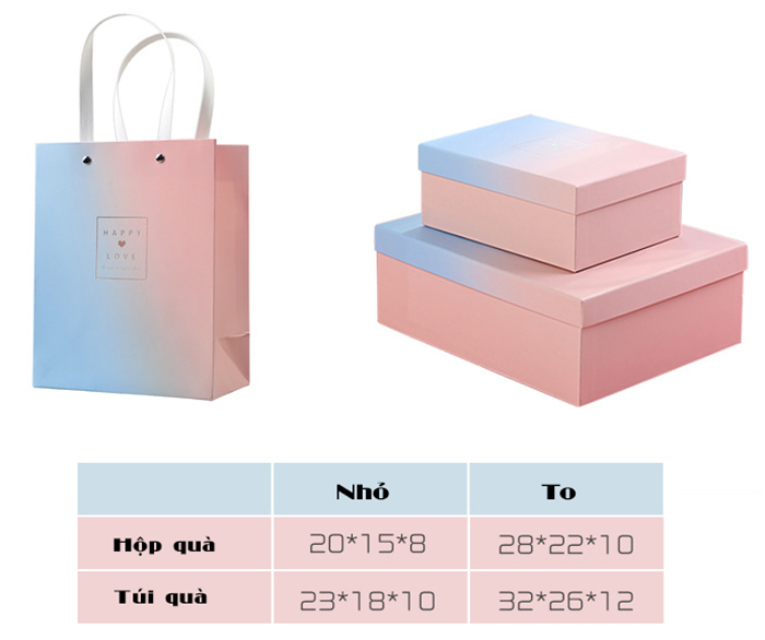 Hộp đựng quà hình chữ nhật kèm túi 2 màu Hộp đựng quà hình chữ nhật kèm túi 2 màu