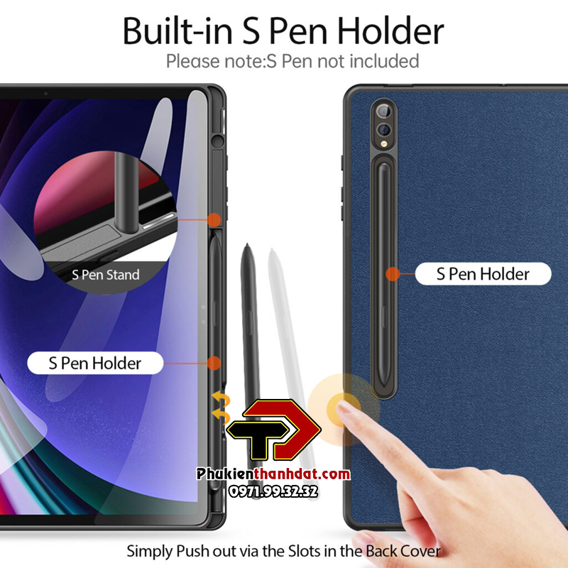 Bao da dành cho SamSung Galaxy Tab S9 FE+ chính hãng Dux Ducis Domo chống sốc, có khay đựng bút - Hàng chính hãng