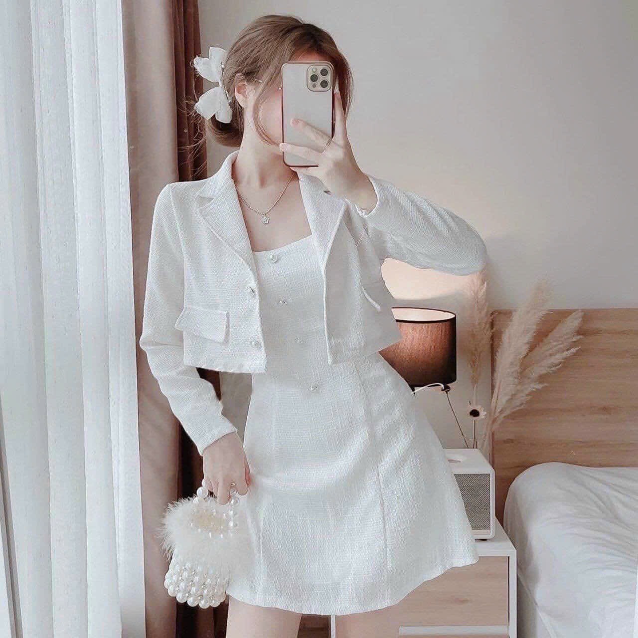 SÉT ÁO DÀI CUP NGỰC KÈM CHÂN VÁY MÀU Y HÌNH