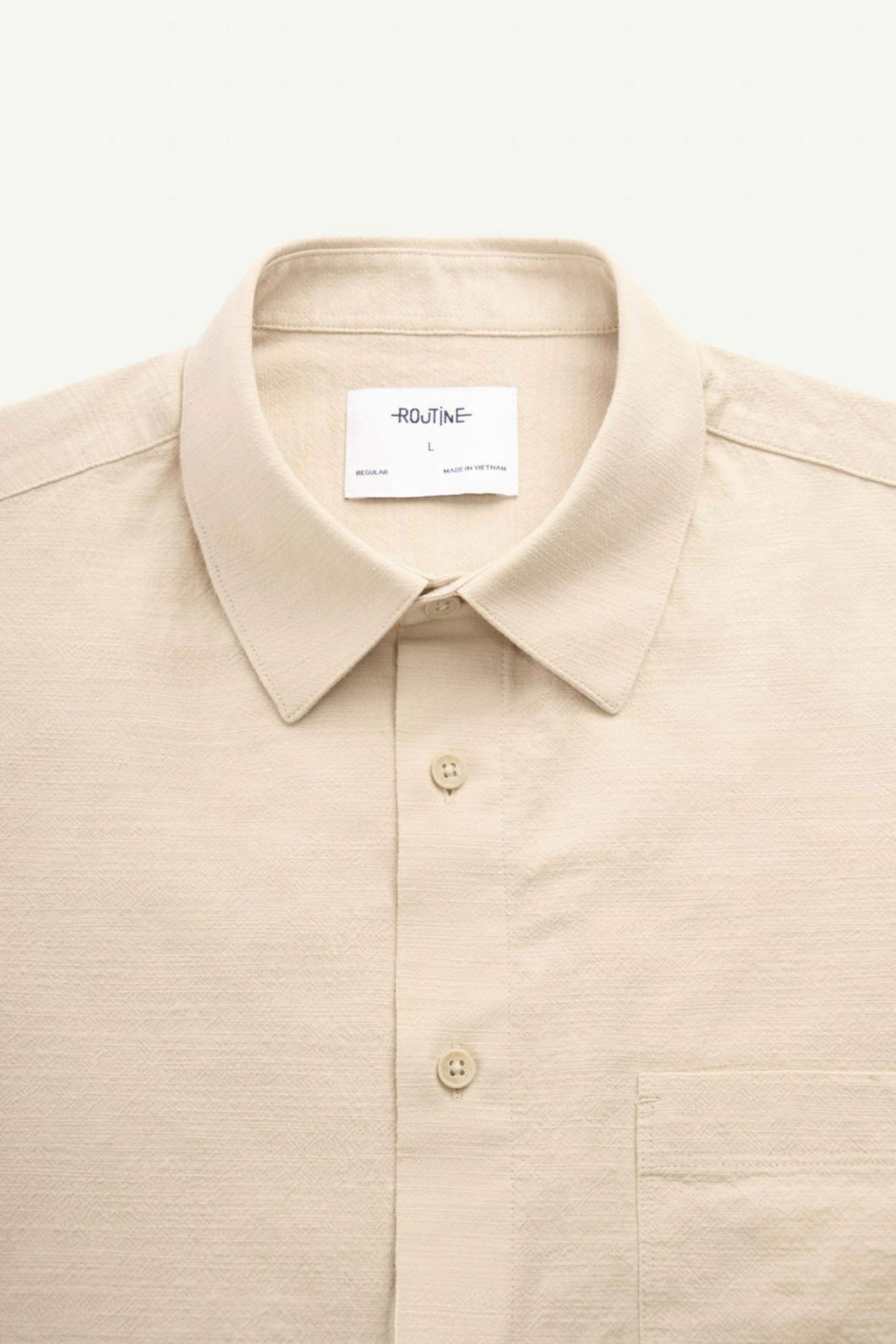 Áo Sơ Mi Nam Tay Ngắn ROUTINE Cotton Túi Đắp Trơn Form Regular - 10S24SHS002 | LASTORE MENSWEAR