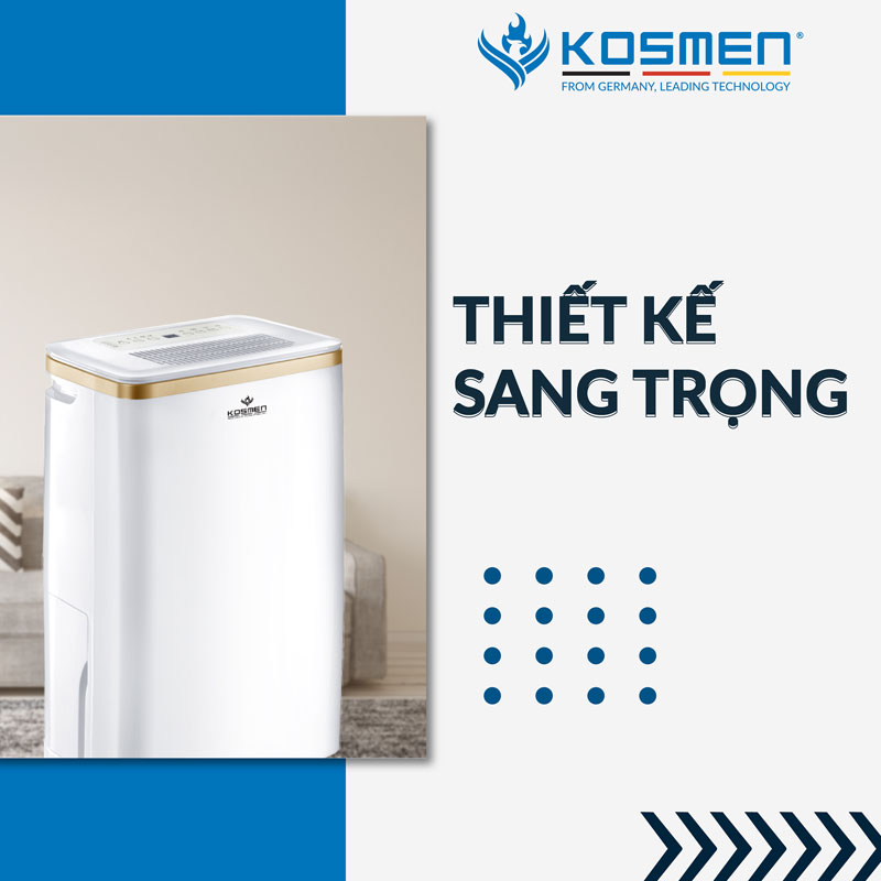 Máy Hút Ẩm  Lọc Không Khí -2 Trong 1 - KOSMEN KM-12N - 12 Lít/ Ngày - Công suất 190W - Diện tích 10-40m2 - Hàng Chính Hãng