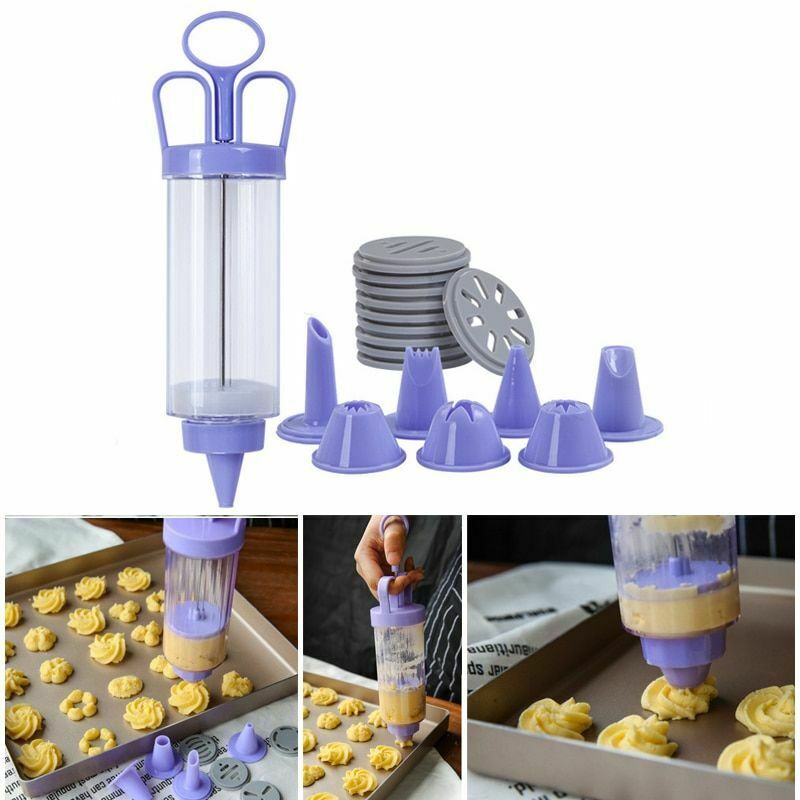 Bộ Khuôn Nhấn Bánh Quy Cookies Press 10 Mặt Và 8 Đầu Trang Trí Bánh Kem