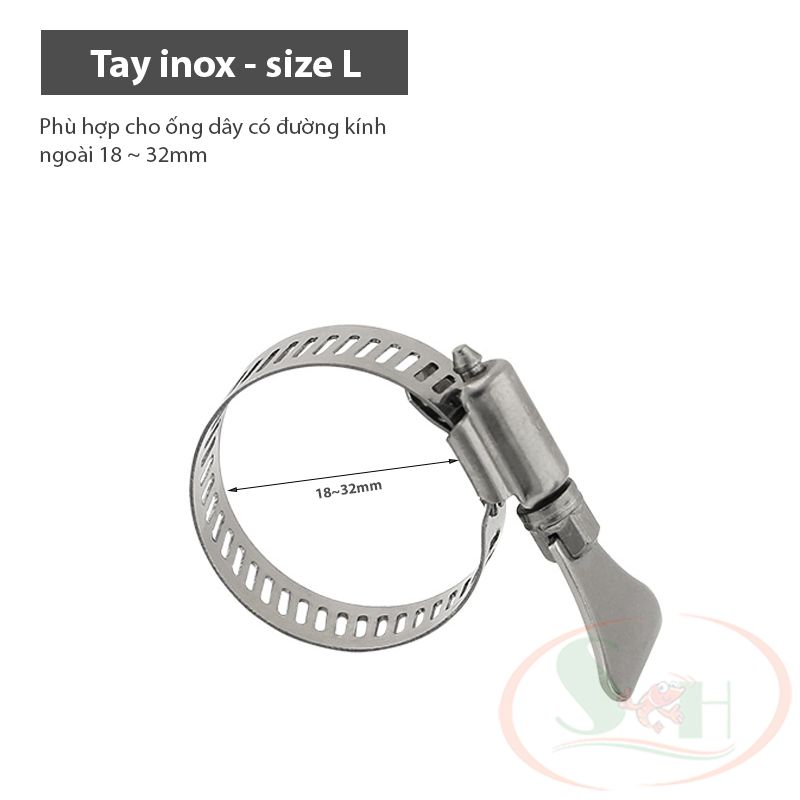 Cổ dê đai siết giữ dây ống tay vặn inox kẹp ống lọc bể cá tép thủy sinh