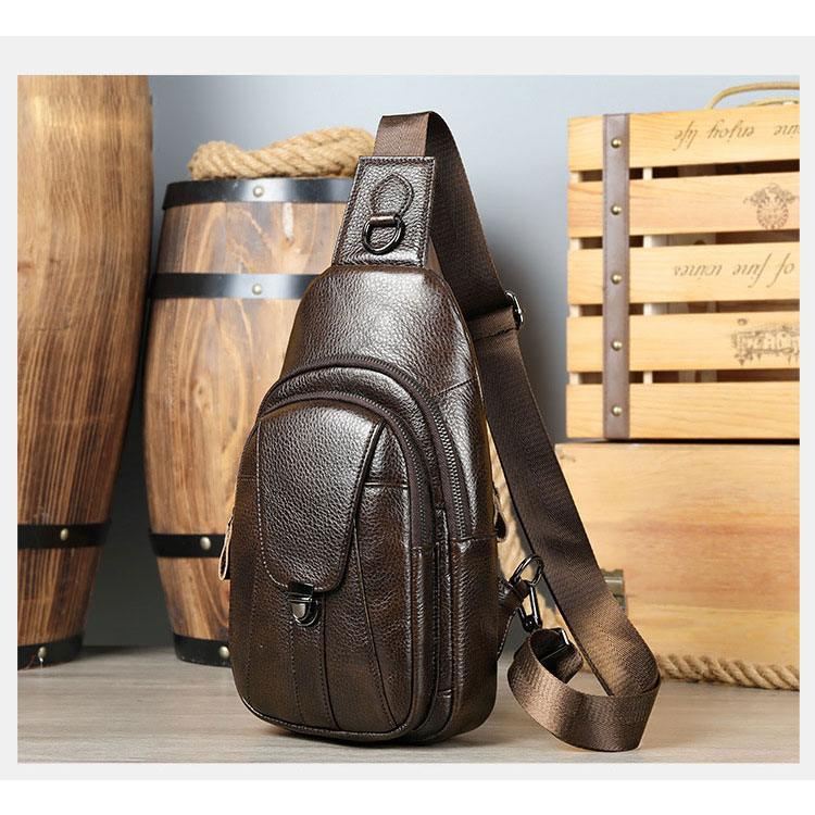 Túi đeo chéo nam da bò BHM9091 Túi đeo vai da thật. Túi đeo trước ngực