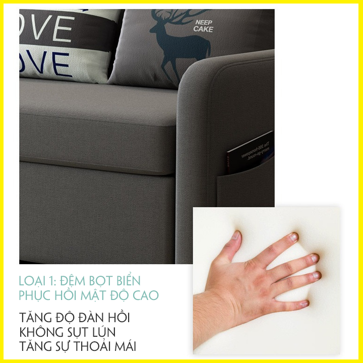 GIƯỜNG SOFA THÔNG MINH. GIƯỜNG SOFA ĐA NĂNG CÓ HỘC CHỨA ĐỒ KIÊM GHẾ SOFA. GHẾ SOFA GIƯỜNG CAO CẤP KHUNG THÉP CHỊU LỰC SƠN TĨNH ĐIỆN. KÈM 3 GỐI TONE SUR TONE