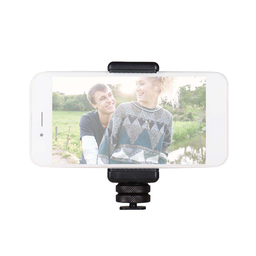 Adjustable Phone Holder Smartphone Clip + Flexible Ballhead Adapter Mount with 1/4 Inch Screw