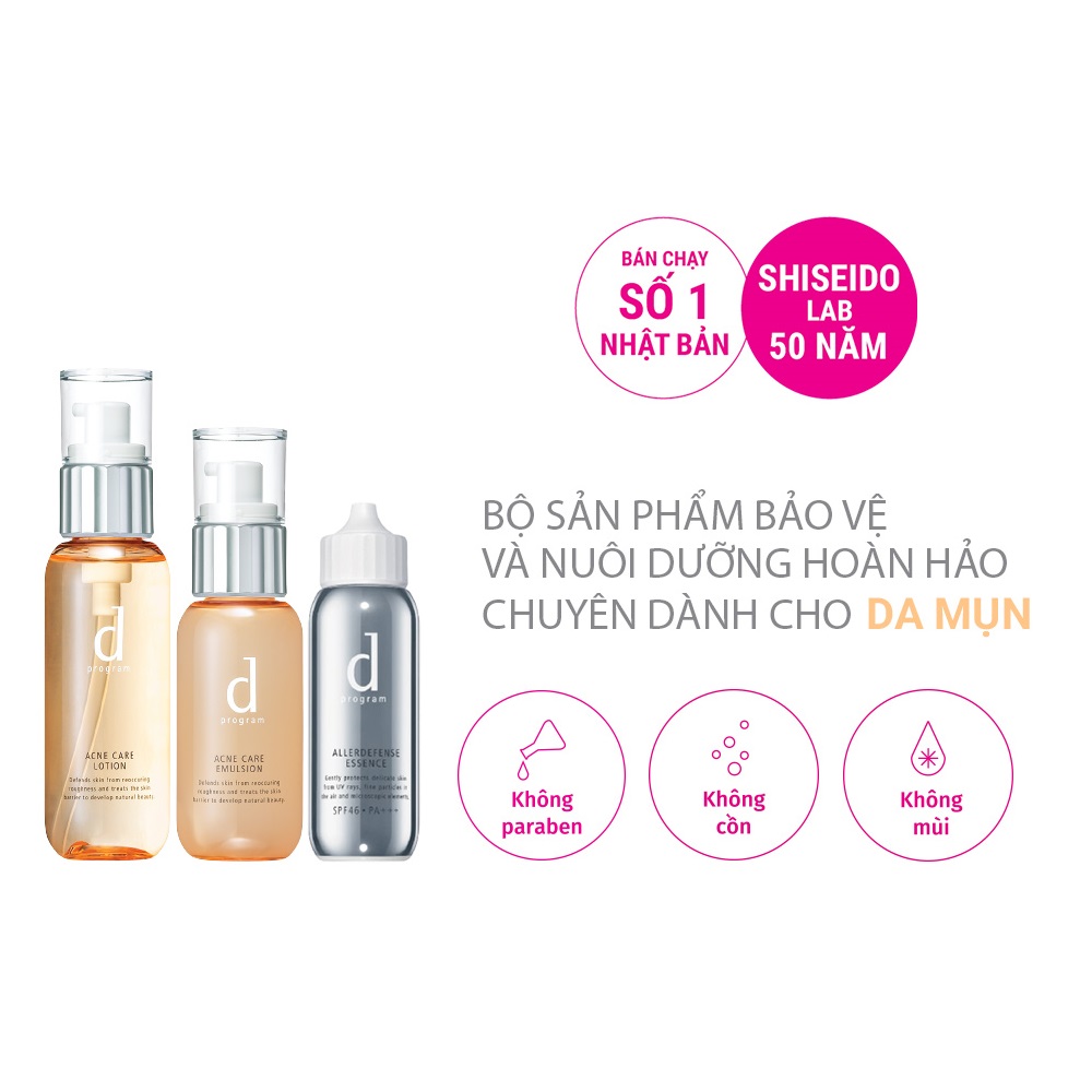 BỘ ĐÔI D PROGRAM CHỐNG NẮNG VÀ CHĂM SÓC CHO DA MỤN (CHỐNG NẮNG BẢO VỆ DA 40ML + NƯỚC CÂN BẰNG CHO DA MỤN 125ML + SỮA DƯỠNG CHO DA MỤN 100ML)