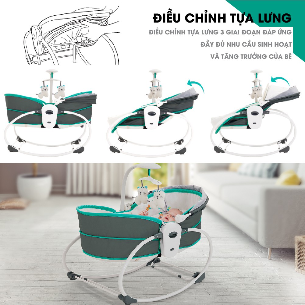 Nôi Rung Kiêm Ghế Bập Bênh 5 Trong 1 Mastela 6033