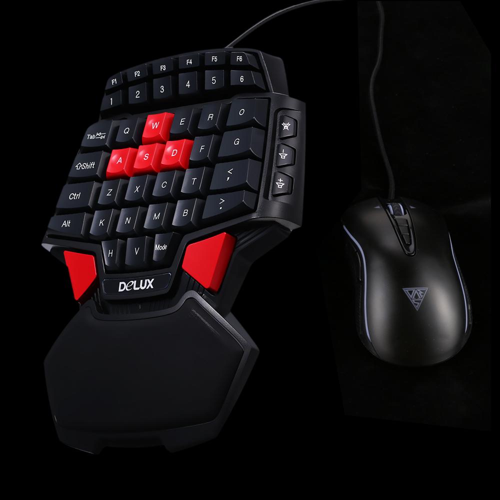 Bàn phím chơi game Esport có dây USB dùng một tay chuyên nghiệp Delux T9 47 phím