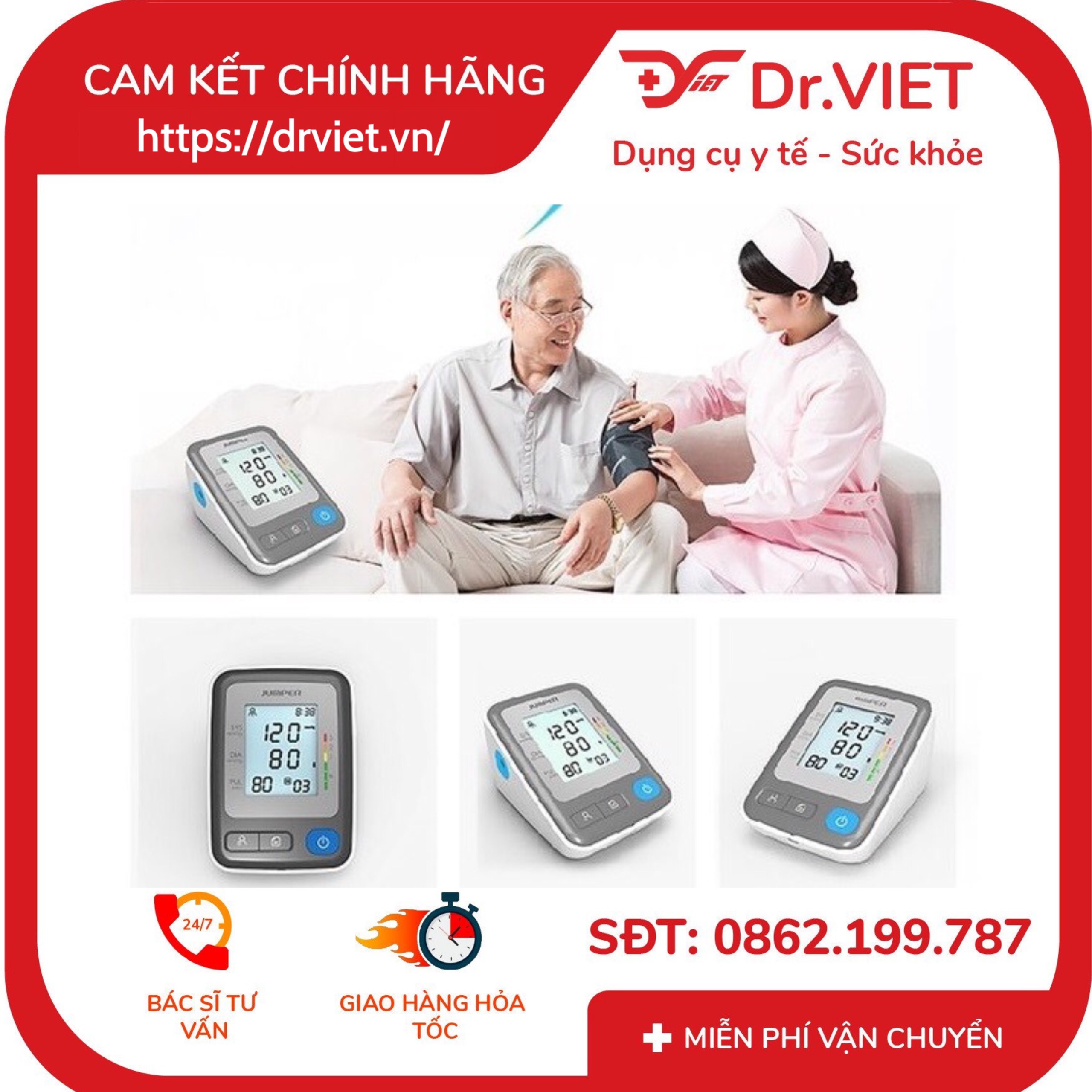 Máy đo huyết áp bắp tay Jumper JPD-HA300 CHÍNH HÃNG xuất Germany - Bảo hành 5 năm - Thao tác dễ dàng - Thiết kế nhỏ gọn, tiện lợi - Màn hình hiển thị lớn- Bộ nhớ lên đến 99 lần cho 2 người dùng