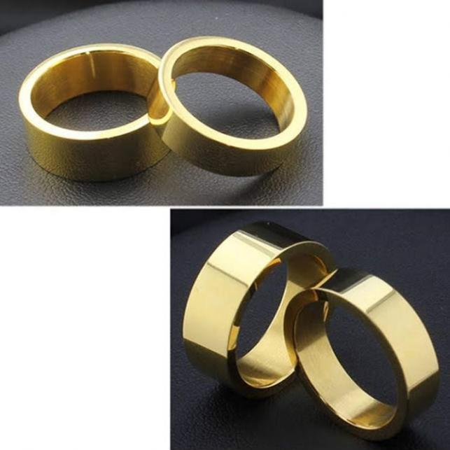 Nhẫn cặp titan vàng trơn tinh tế NC184