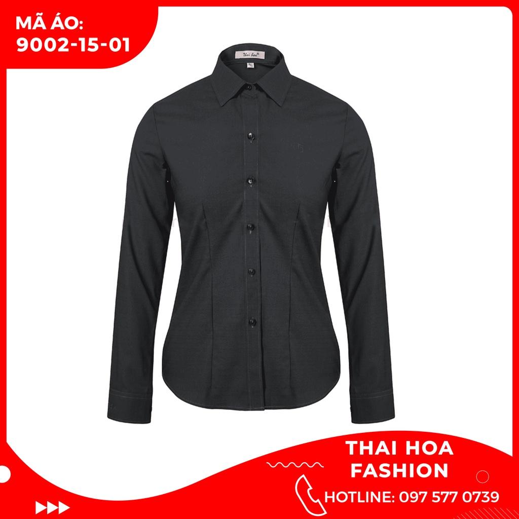 ÁO SƠ MI NỮ THÁI HÒA PHONG CÁCH CÔNG SỞ 9002-15-01 MÀU ĐEN DÀI TAY