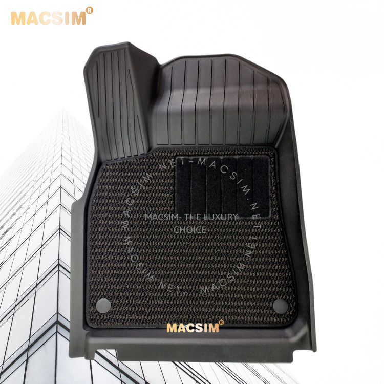 Thảm lót sàn 2 lớp xe ô tô Porsche New Cayenne 2017- đến nay Nhãn hiệu Macsim 3W chất liệu nhựa TPE đúc khuôn cao cấp - màu đen