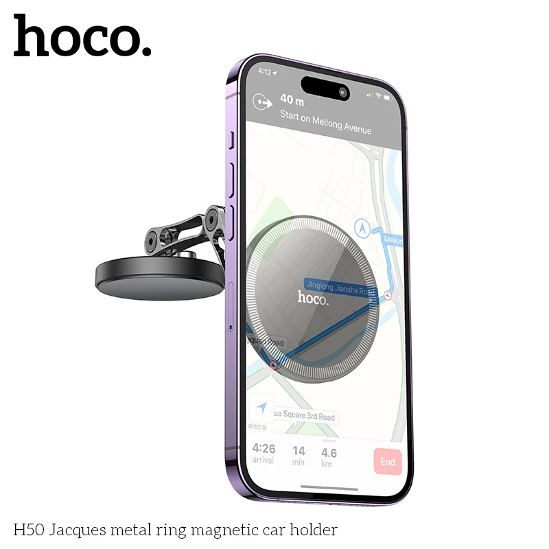 Giá đỡ điện thoại ô tô  hít nam châm dùng cho iP 12/ 13/ 14/ 15/ 16 Pro Max Hoco H50 _ hàng chính hãng