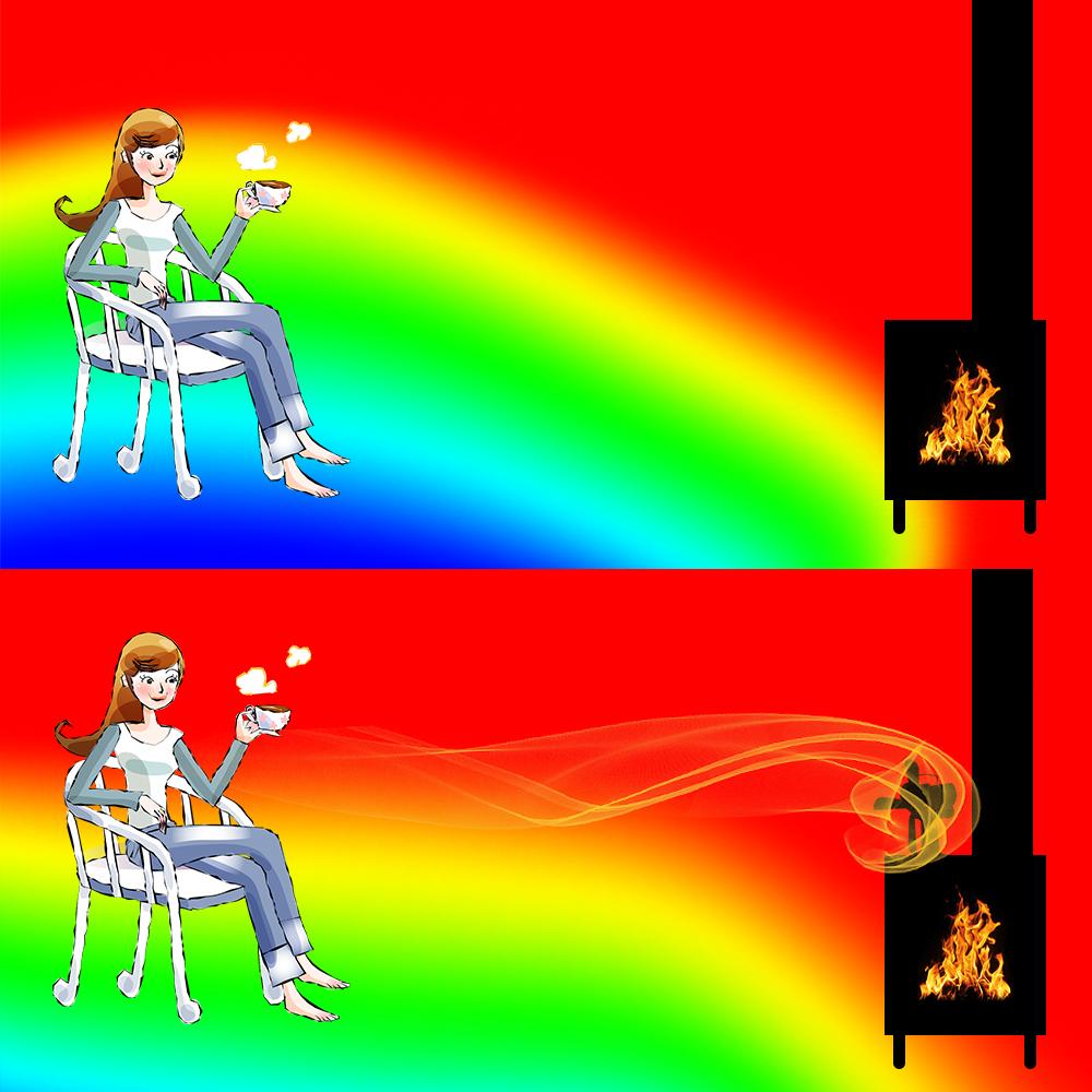 Quạt lò sưởi tại nhà 4 cánh màu đen bằng nhôm