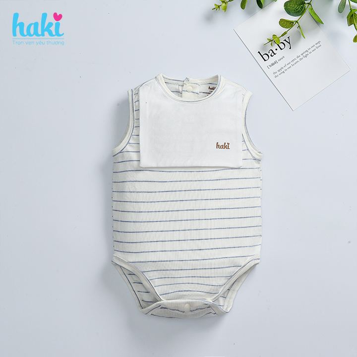 Bộ bodysuit kẻ thủy thủ cho bé vải sợi tre cao cấp BB032, set body bé trai bé gái, body cho bé sơ sinh hàng chính hãng HAKI