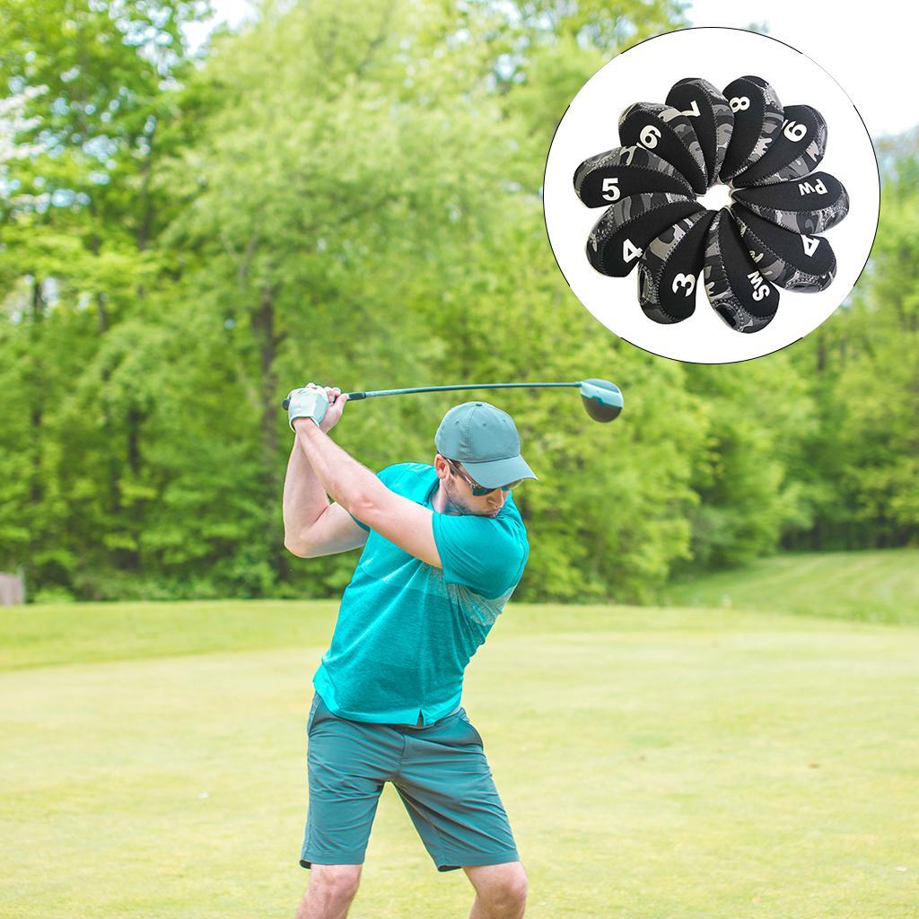 10Pcs/Pack Golf Iron Covers Set 3,4,5,6,7,8,9,S,A, Most Irons Soft