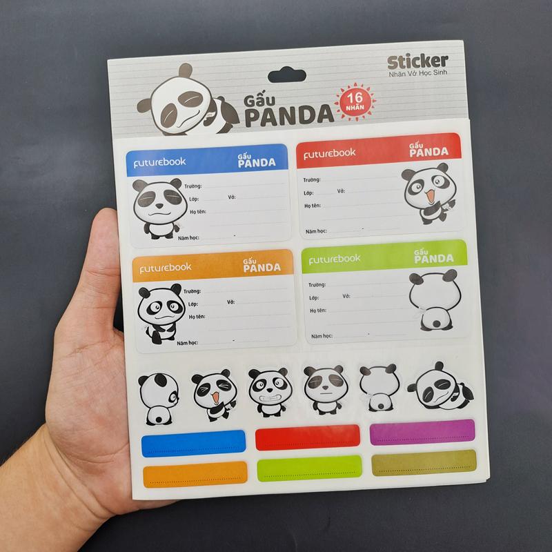 Nhãn Vở Học Sinh Panda Kèm Sticker - futurebook N104 (16 Nhãn)