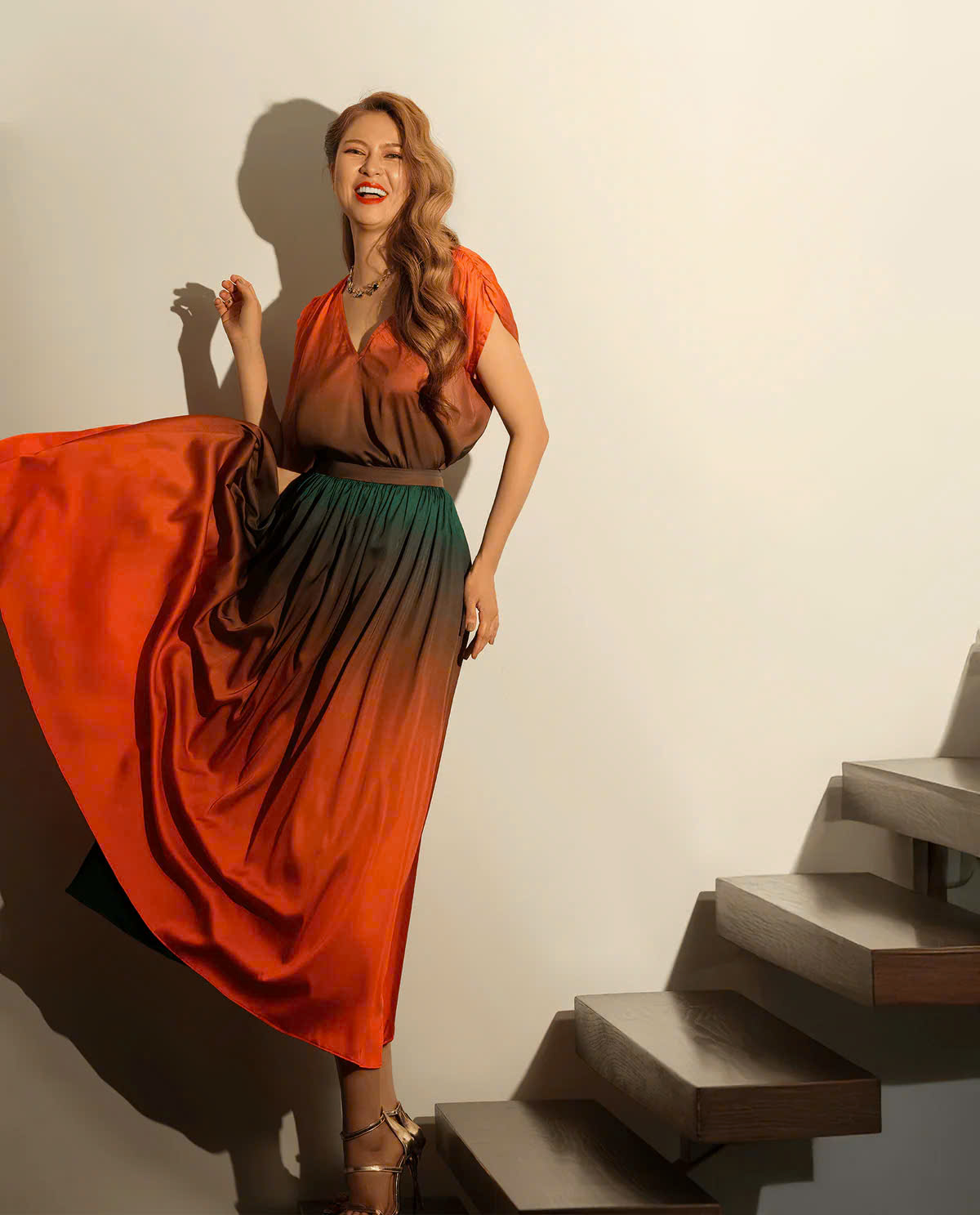 Váy Maxi Ombre, Chân Váy Xòe Hoàng Hôn thời trang thiết kế Hity SKI040