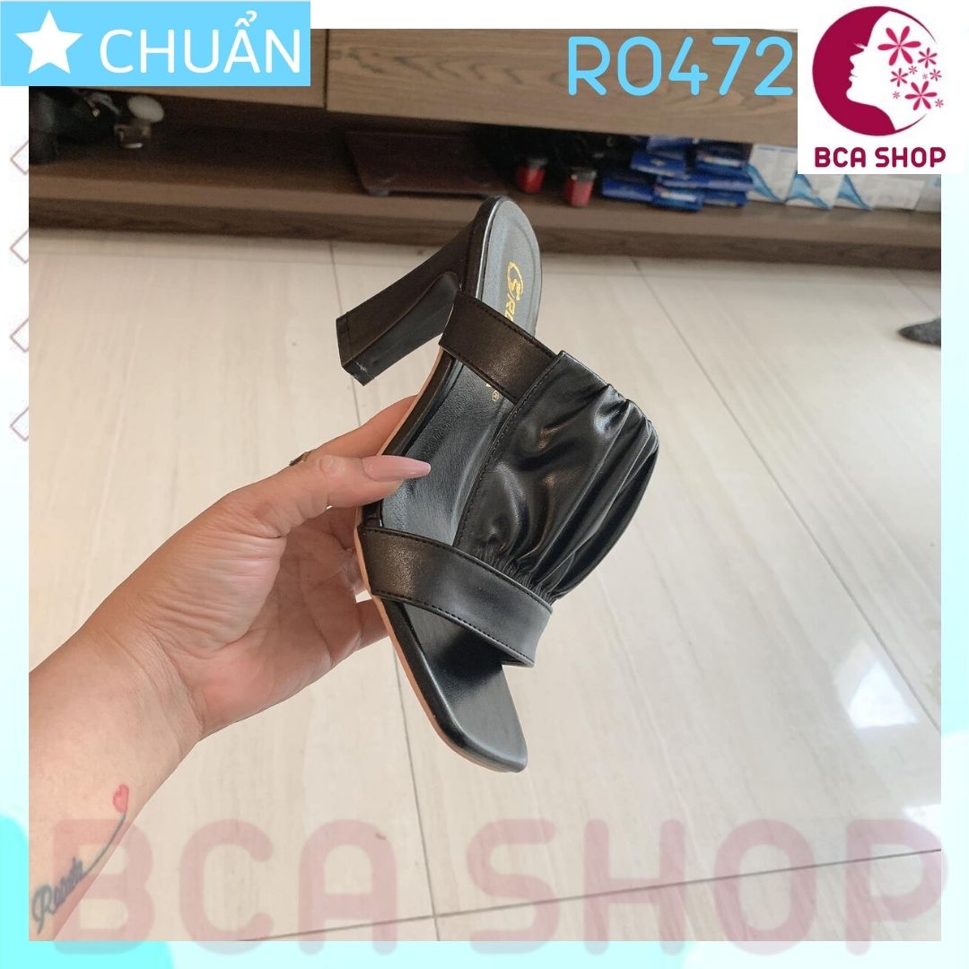 Giày cao gót nữ hở mũi cao 8 phân RO472 ROSATA tại BCASHOP quai ngang phối lưới cách điệu, thời trang - màu đen