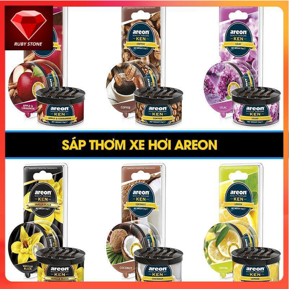 Sáp thơm ô tô AREON hương chanh tây - Khử mùi ô tô, phòng ngủ