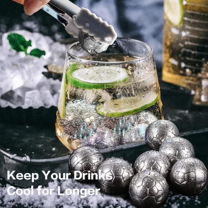 Các khối đá bằng thép không gỉ, 8 viên đá  có thể tái sử dụng với các clip, công nghệ làm mát cao, không pha loãng, cocktail làm mát, quà tặng nam