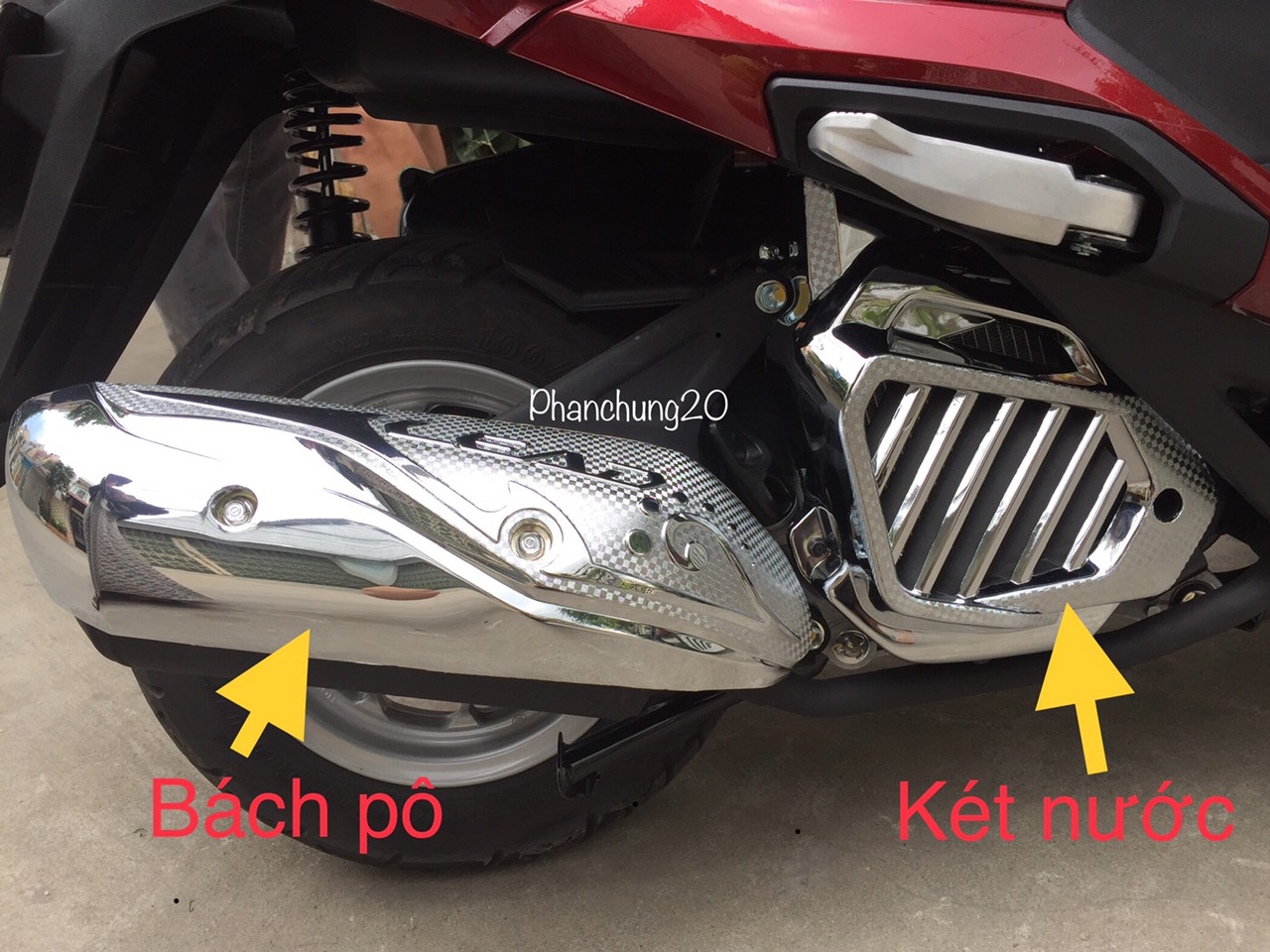 COMBO ỐP PHỤ KIỆN TRANG TRÍ DÙNG CHO ĐỜI XE HONDA LEAD 2017 2018 2019 2020  2021 CROM ( 3 MÓN : CHE PÔ ,BẦU E,KÉT NƯỚC)