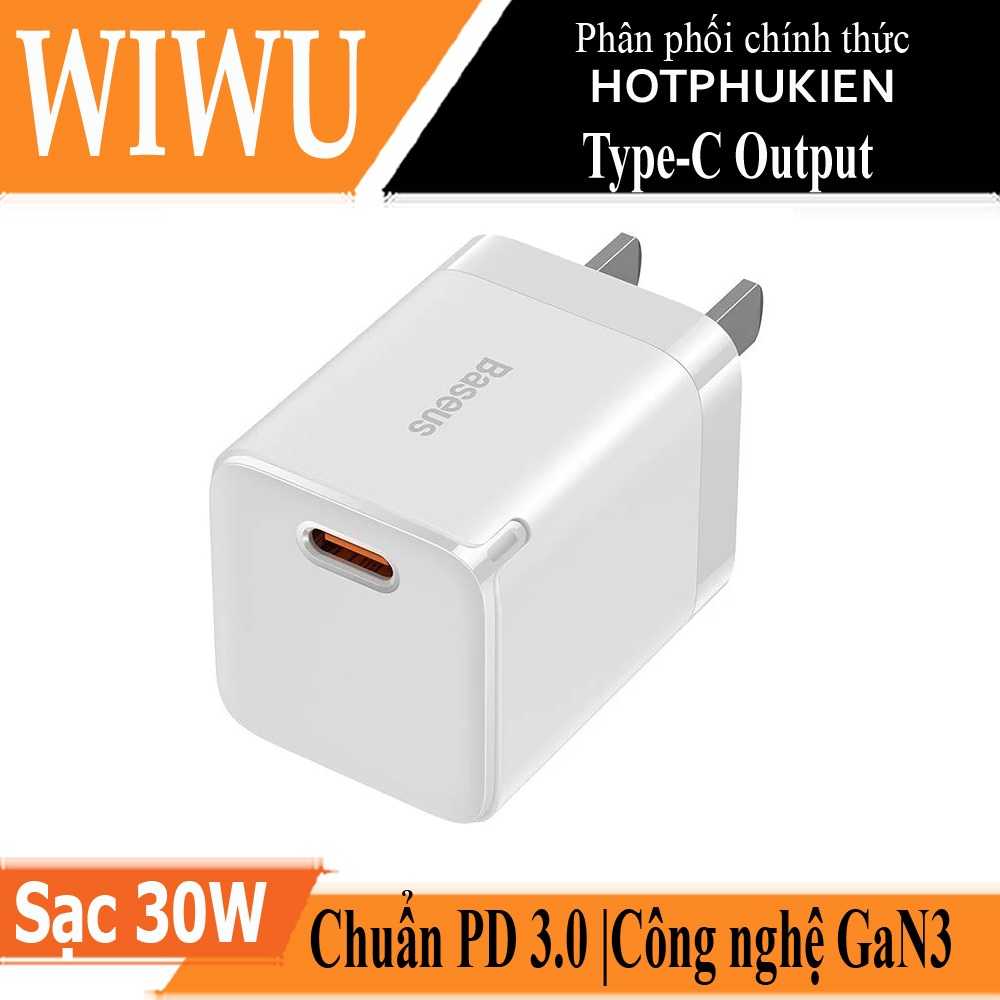 Hình ảnh Cóc củ sạc Type C sạc nhanh 30W chuẩn PD 3.0 Type-C hiệu Baseus GaN3 Quick Charger 1C cho iPhone / iPad / Smartphone Android (công nghệ GAN thế hệ 3, chip BPS 2.0, công nghệ tản nhiệt BCT) (giao màu ngẫu nhiên) - hàng nhập khẩu