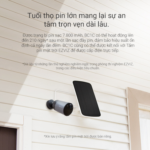Tăng Pin NLMT-Camera Wi-Fi EZVIZ BC1C Pin Sạc 7800mAh, Bộ Nhớ Trong 32GB, Ngoài Trời-Hàng Chính Hãng