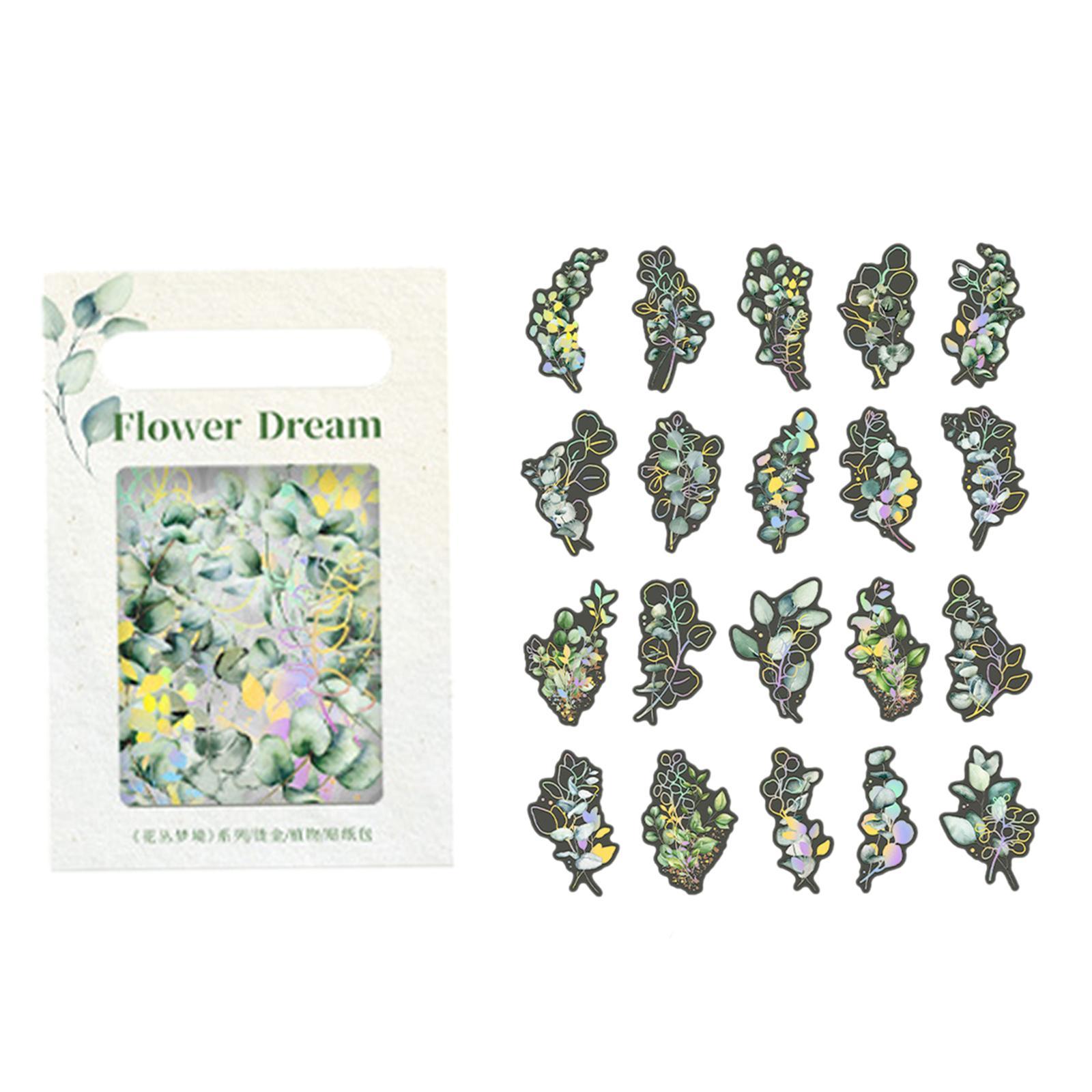 40Pcs Plant Stickers Scrapbooking Stickers DIY Crafts Waterproof Stickers PET Transparent Decorative Stickers  Notebook Diary