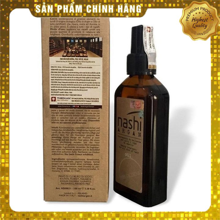 [+Tặng mũ trùm] TINH DẦU DƯỠNG TÓC NASHI ARGAN OIL 100ML