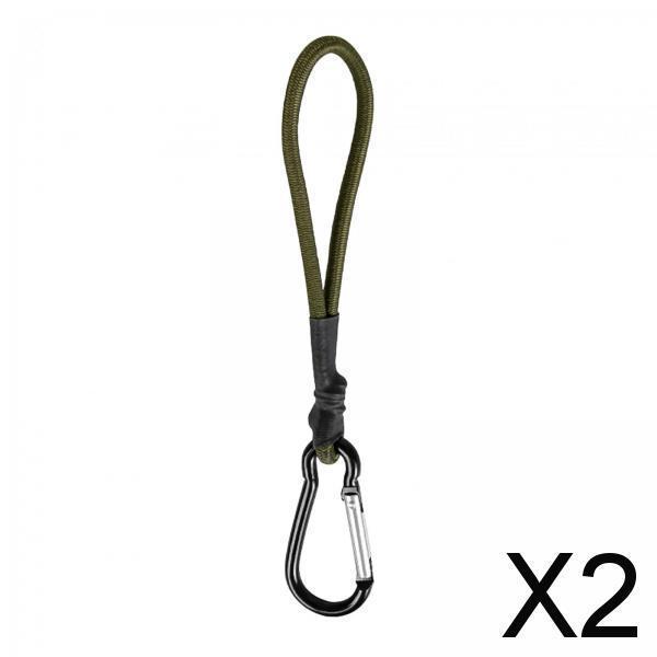 2xBungee Cord with Carabiner Hook Bungee Canopy Ties for Tarpaulin Tarps Tents Green