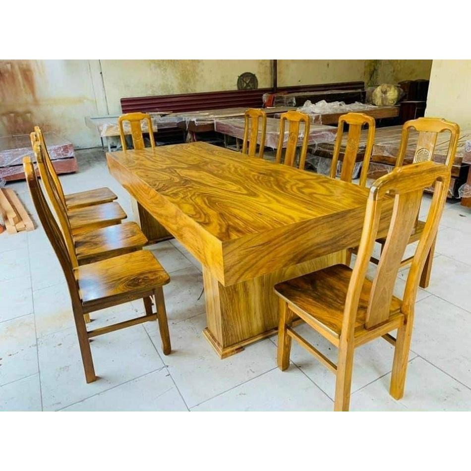 Bàn ghế ăn 10 ghế bàn hộp gỗ hương vân nam phi