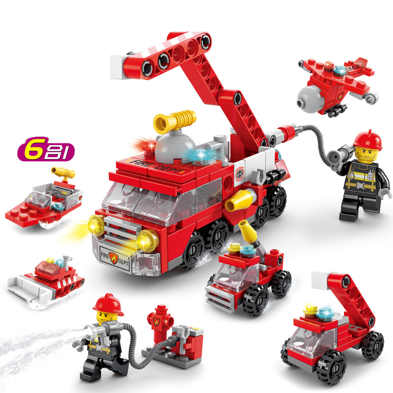 Bộ đồ chơi lắp ráp xe cứu hỏa đỏ, đồ chơi lắp ráp cho bé 142 chi tiết