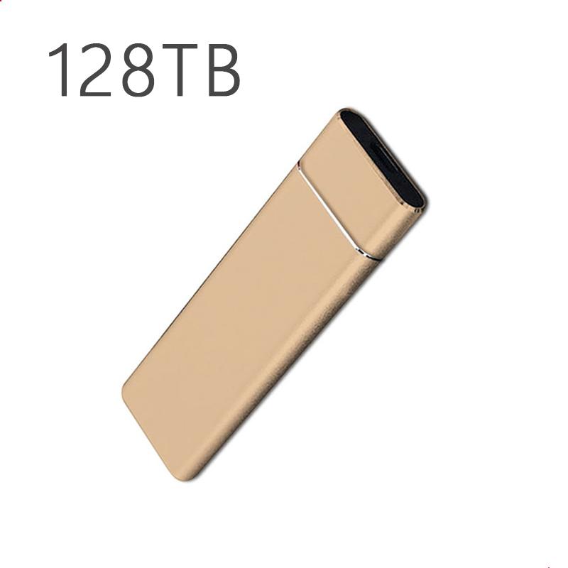 SSD Ngoài 500GB 1TB Ổ đĩa thể rắn di động Ổ đĩa flash di động TypeC USB Mini Slim Thiết bị bộ nhớ flash truyền tốc độ cao Màu sắc: Vàng 128TB