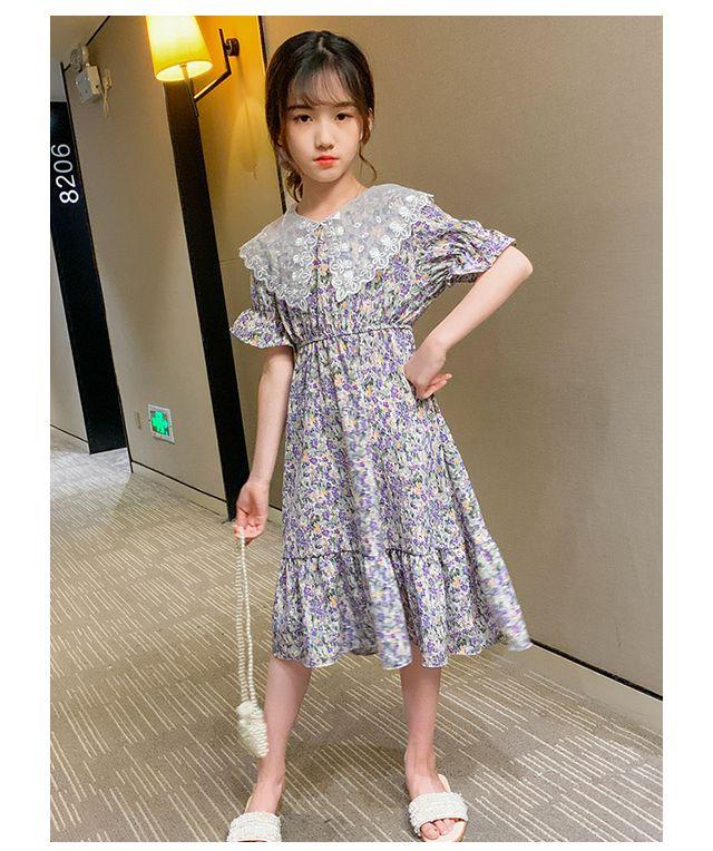 DONGSHOP HOT Cô gái ăn mặc mùa hè trang phục mùa hè 2022 tây váy công chúa cô gái hoa đầm đầm chiffon váy mùa hè