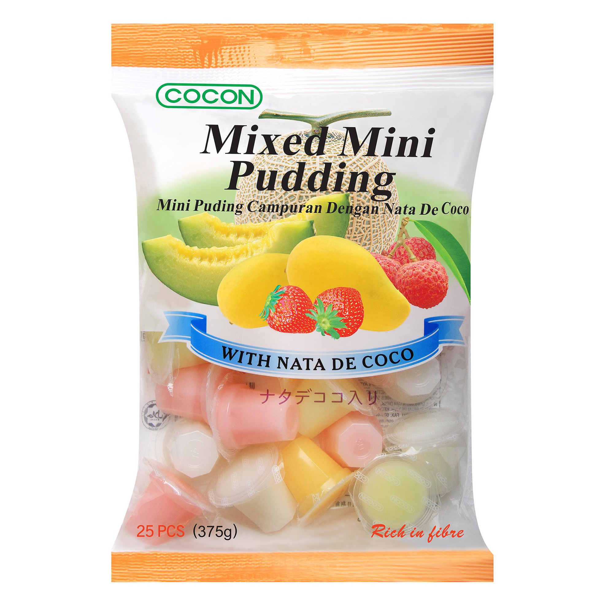 THẠCH RAU CÂU HƯƠNG TRÁI CÂY COCON - COCON MIXED MINI PUDDING NATA DECOCO (Gói 375g)