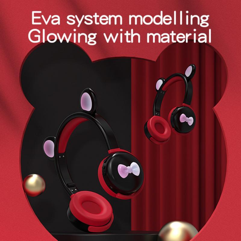 Tai Nghe Không Dây Dạ Quang Tai Nghe Bluetooth-Tương Thích Tai Nghe Chụp Tai Tai Gấu Hợp Thời Trang Dễ Thương Nhạc Điện Thoại Di Động Máy Tính Có Mic